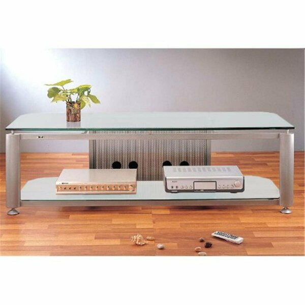 Spark Silver Oval Poles 2 Frosted Glass 60 in. Plasma DLP TV Stand - Silver - 60 in. SP3253638